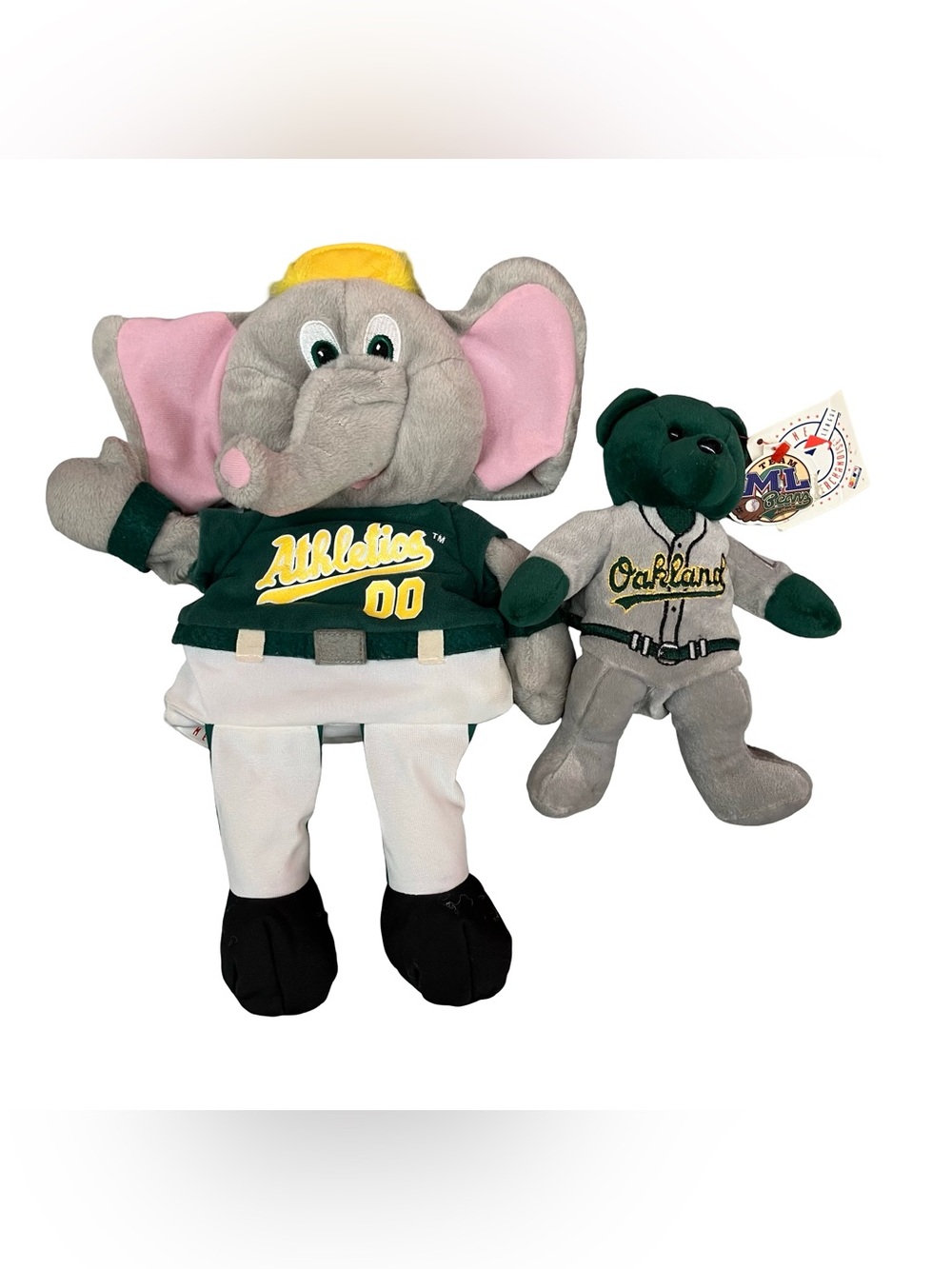 VTG Oakland A’s Athletics Mascot Lot Stomper Elephant Puppet & Beanie Team Bear